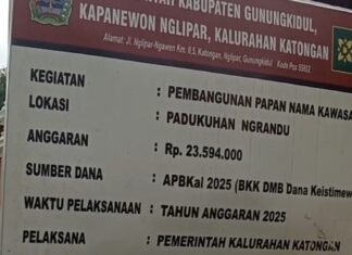 Proyek Senilai Rp 1,4 Miliar di Gunungkidul Diduga Tak Melalui Proses Lelang