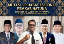 Bupati Cen Sui Lan Lantik Lima Pejabat Eselon II di Natuna