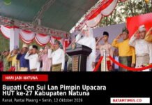 Bupati Natuna Cen Sui Lan Pimpin Upacara HUT Ke-27, Ini Bukan Sekedar Serimonial