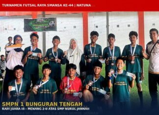 SMPN 1 Bunguran Tengah Raih Juara III Turnamen Futsal Raya SMANSA ke-44 se-Kabupaten Natuna Skor 2-0